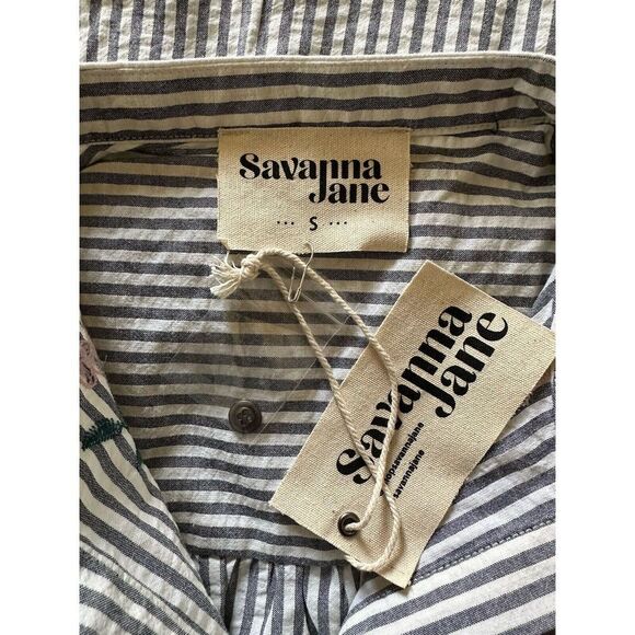 Savannah Jane Embroidered Floral Button Blouse Women’s Small Long Sleeve‎ NWT - Picture 6 of 7